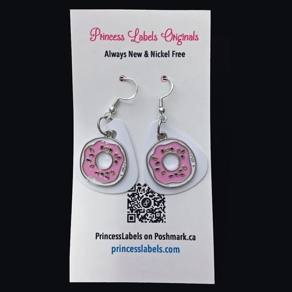 HAND Crafted Repurposed Guitar Pick Earrings Donuts Donut Shop - Picture 4 of 7